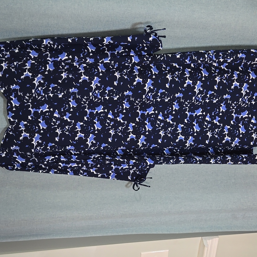 Talbots Navy and White Floral Dress